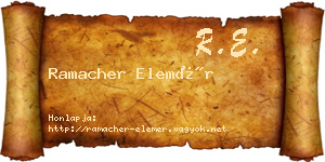 Ramacher Elemér névjegykártya